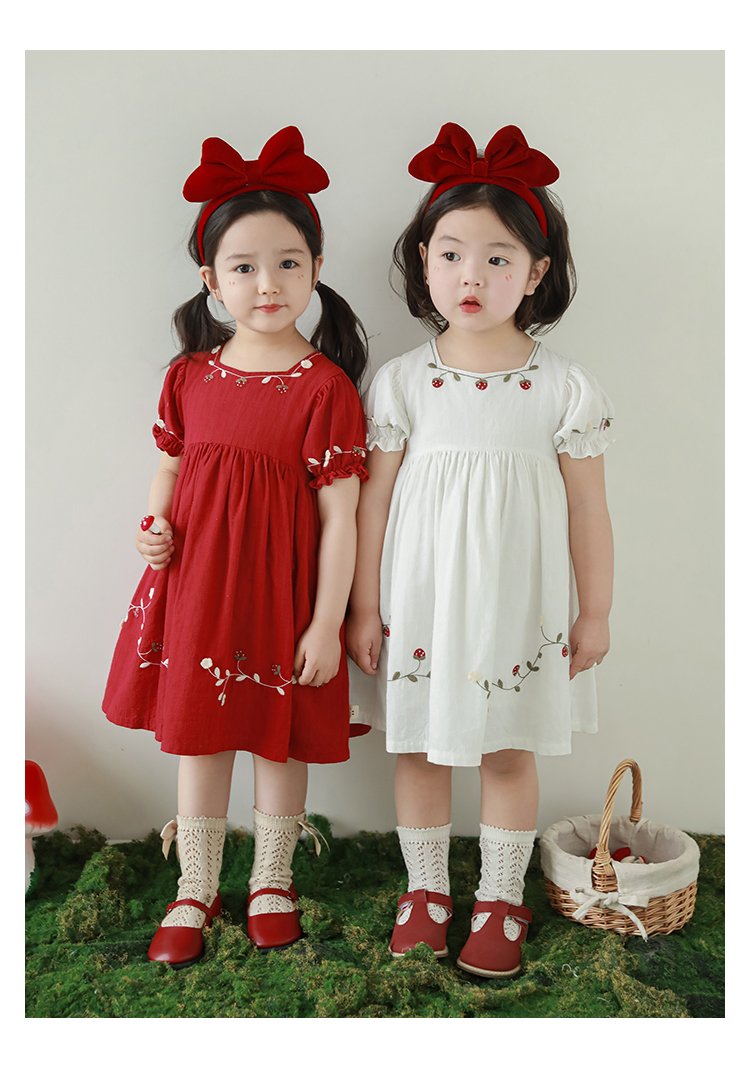 Little Blossom Embroidery Cotton Dress - Image 3