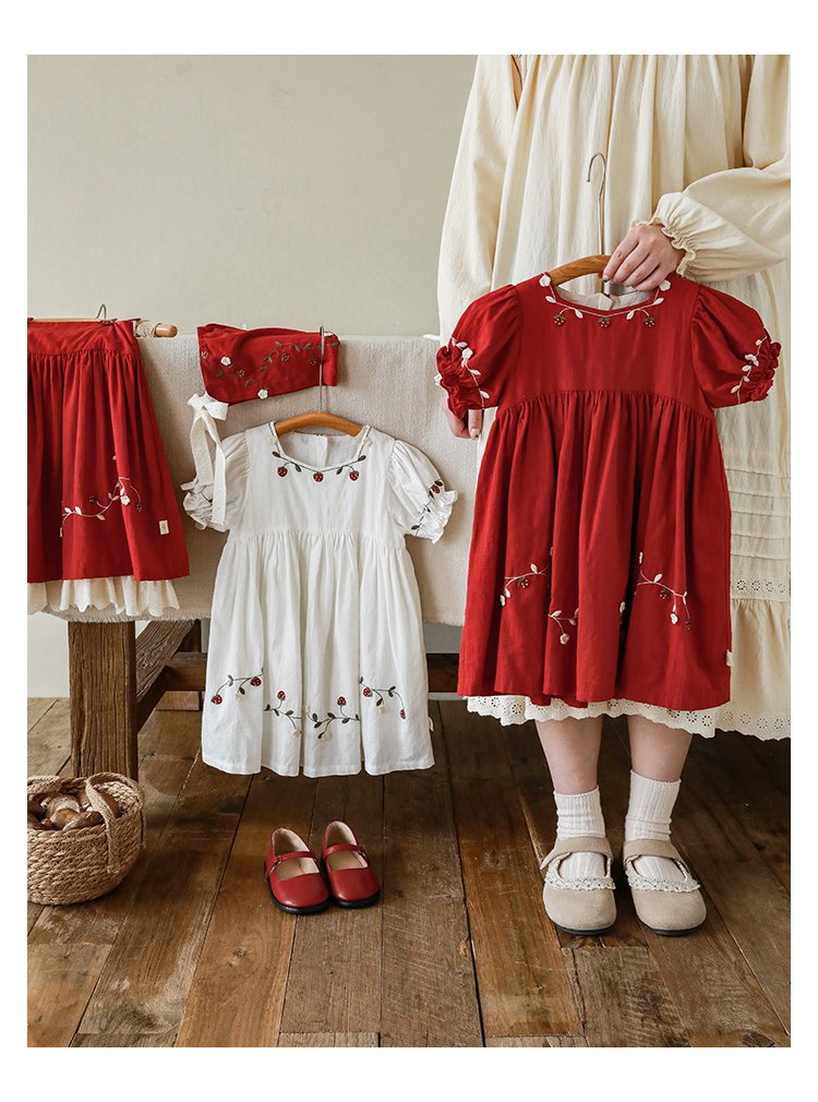 Little Blossom Embroidery Cotton Dress - Image 6