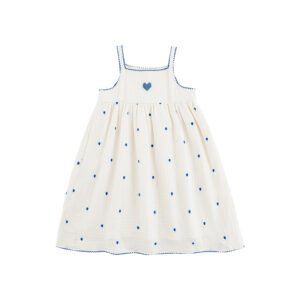 Love Heart Embroidered Cotton Baby Girl Summer Dress