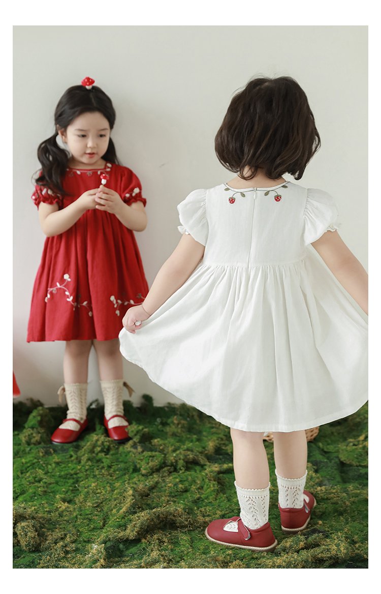 Little Blossom Embroidery Cotton Dress - Image 4