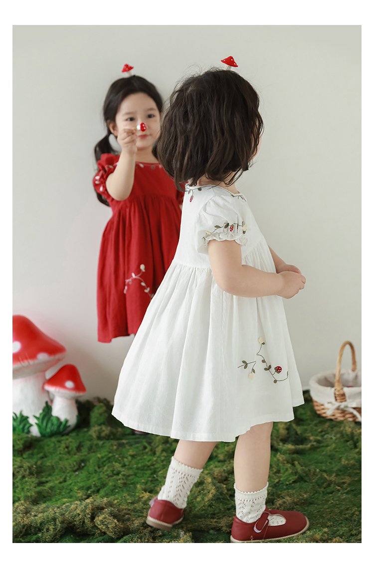 Little Blossom Embroidery Cotton Dress - Image 5