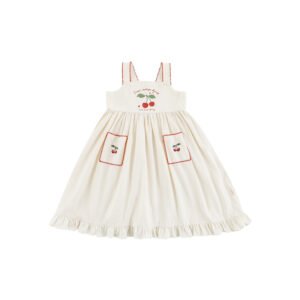 Embroidery Cherries Beige Summer Dress
