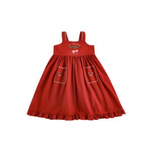 Embroidery Cherries Red Summer Dress
